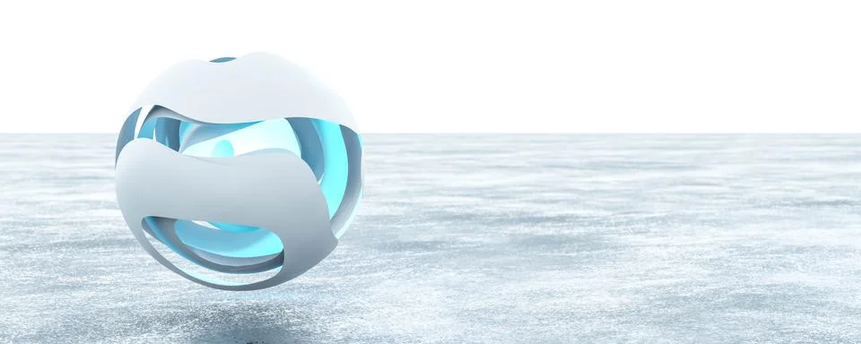 Abstract white technology object with ball sphere shape 3d render illustration 스톡 일러스트