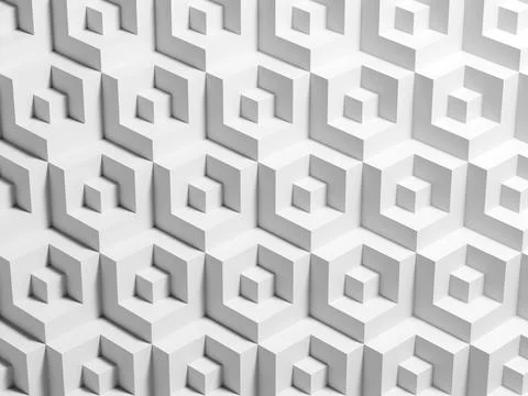 Abstract white three-dimensional cubical background pattern. Minimal struct.. イラスト素材