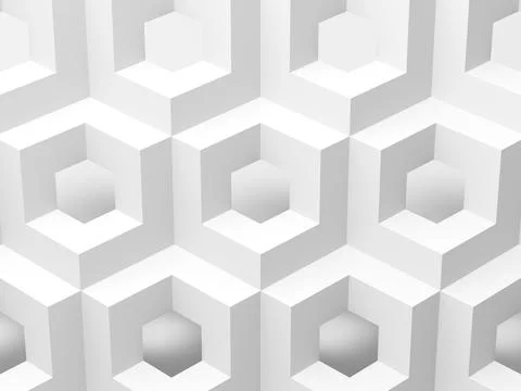 Abstract white three-dimensional hexagon background pattern. Minimal 3 d st.. イラスト素材