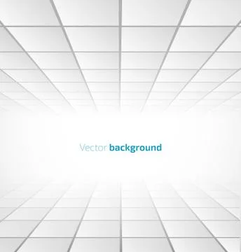 Abstract white tiled background with a perspective Stock Illustration