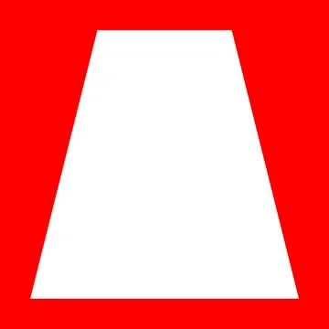 Abstract white trapezoid shape on vibrant red background, minimal graphic design Stock Illustration