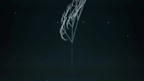Abstract white tree branches glowing on deep black background art design Stock Footage 346000697