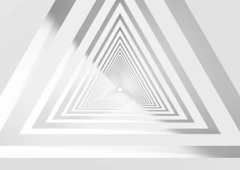 Abstract white triangular tunnel 3d Stock Illustration