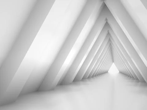 Abstract white triangular tunnel perspective, 3d イラスト素材