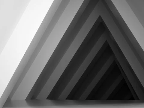 Abstract white triangular tunnel perspective, 3d イラスト素材