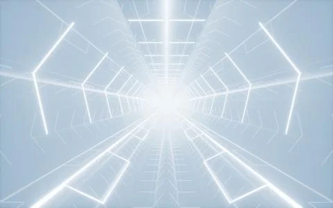 Abstract white tunnel, 3d rendering. Stock Illustration