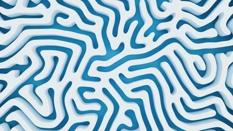 Abstract white turing pattern animation moving over blue background in orga.. Stock Footage 332385155