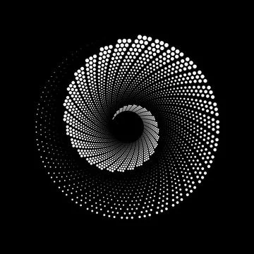Abstract white vortex spiral halftone dots shape Stock Illustration