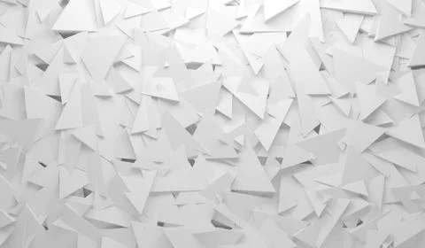 Abstract white wall background with chaotic triangles 3d Stock Illustration