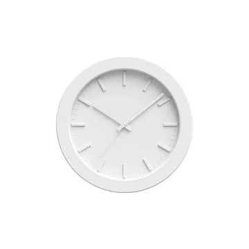 Abstract white wall clock isolated on white, 3d Illustrazione stock