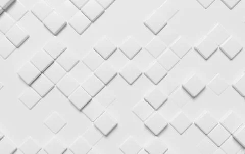 Abstract white wall with cubes 3d background Stock Illustration