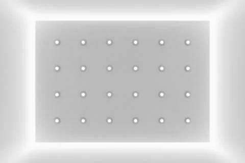 Abstract white wall with small round embedded lamps Stock Illustration