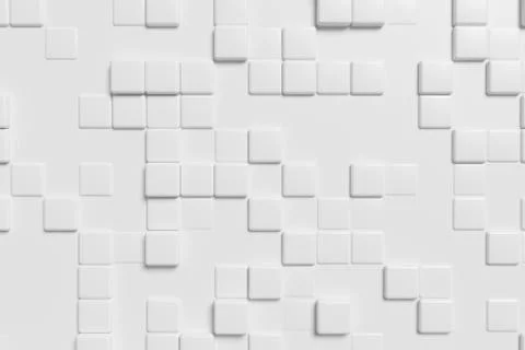 Abstract white wall with white cubes, 3d background Illustrazione stock