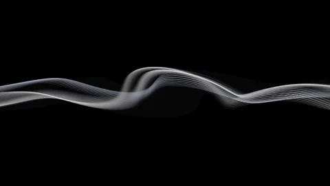 Abstract white wave lines flowing horizontally on a simple dark background .. Stock Footage 343611719