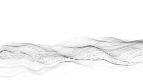 Abstract white wave with moving dots. Flow of particles. Cyber technology 스톡 동영상 272587172