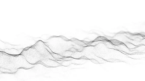 Abstract white wave with moving dots. Flow of particles. Stockbeeldmateriaal 272605087