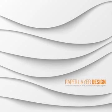 Abstract white waved paper layers with drop shadows Stock Illustration