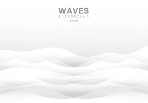 Abstract white waves background and texture with copy space. Smooth wavy natu Stock Illustration