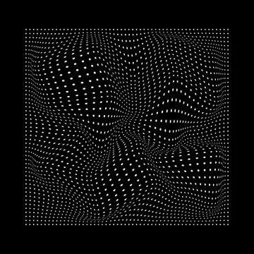 Abstract white wavy dots on black background. Vector. Stock Illustration