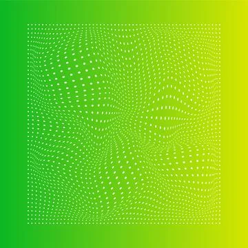 Abstract white wavy dots on gradient background. Green, Yellow. Vector. Stock Illustration