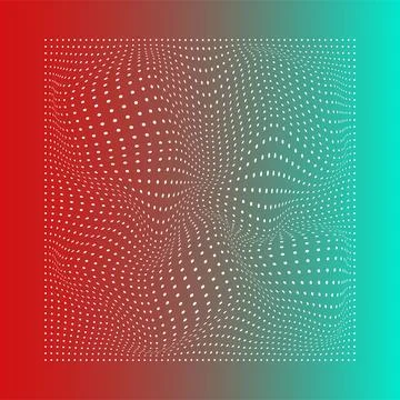 Abstract white wavy dots on gradient background. Red, turquoise. Vector. 스톡 일러스트
