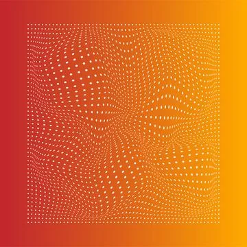 Abstract white wavy dots on gradient background. Red, yellow. Vector. Stock Illustration
