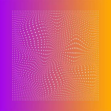 Abstract white wavy dots on gradient background. Purple, yellow. Vector. 스톡 일러스트