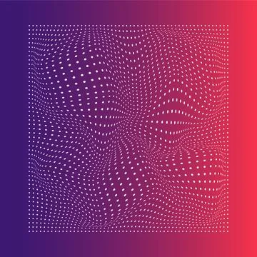 Abstract white wavy dots on gradient background. Purple, pink. Vector. Stock Illustration
