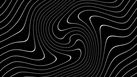 Abstract white wavy lines on black background animation Video stock 267642136