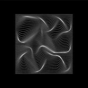 Abstract white wavy lines on black background. Vector. 스톡 일러스트