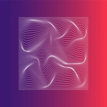 Abstract white wavy lines on gradient background. Purple, pink. Vector. Illustrazione stock