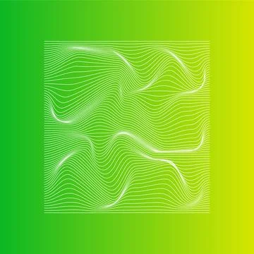 Abstract white wavy lines on gradient background. Green, yellow. Vector. Stock Illustration