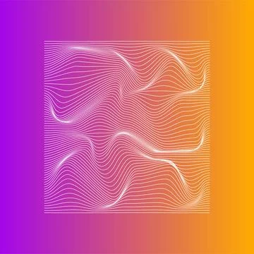 Abstract white wavy lines on gradient background. Purple, yellow. Vector. Stock Illustration