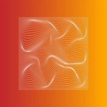 Abstract white wavy lines on gradient background. Red, yellow. Vector. Stock Illustration