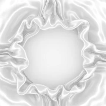Abstract white wavy satin or silk fabric with folds on the sides and a white  Illustrazione stock