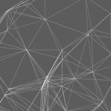 Abstract White Wireframe Network Mesh on Dark Gray Background - Futuristic Illustrazione stock