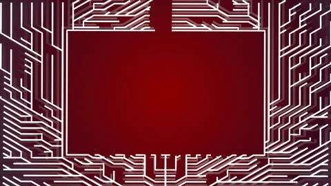 Abstract white wireframe on red bg. Ai growing geometric pattern of lines form Illustrazione stock