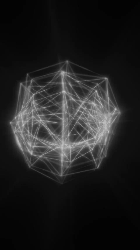 Abstract white wireframe sphere formed by interconnected polygonal lines an.. Stock Footage 337907795