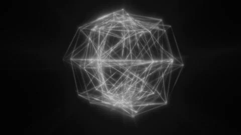Abstract white wireframe sphere formed by interconnected polygonal lines Stock Footage 339632700