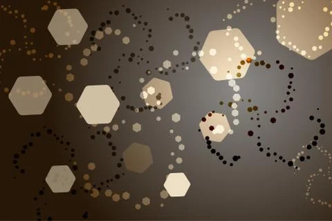 Abstract wide dark brown gradient background with different size hexagon silh Stock Photos