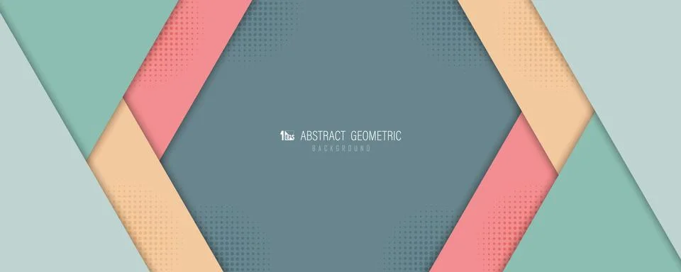 Abstract wide digital pastel of overlap paper cut template design background. Illustrazione stock