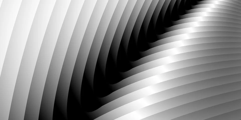 Abstract wide horizontal background or pattern of gradient black and white lines Stock Illustration