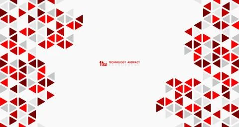 Abstract wide red cube of geometric hexagonal low pattern design technology. Illustrazione stock