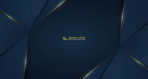 Abstract wide vector gradient dark blue with golden light line template. Stock Illustration