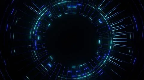 Abstract wiframe 3d rendering Blue luminous circle Stock Illustration