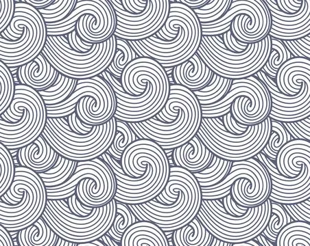 Abstract wind texture, sea, ocean and river vector waves background. Smoke and Illustrazione stock