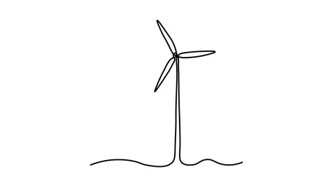 Abstract Wind Turbine, windmill, . Self drawing animation one continuous line Stock Footage 296676206