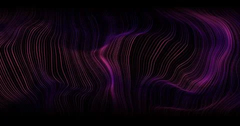 Abstract winding lines of different colors on a black background. Vector illu Stock Illustration