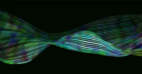 Abstract winding lines of different colors on a black background. Vector il.. Stock Illustration