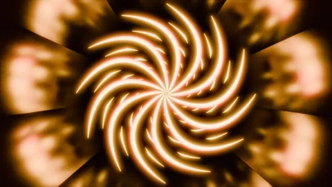 Abstract Windmill 4K VJ Loop - Hypnotic Motion Background Red Gold Stock Footage 302703857